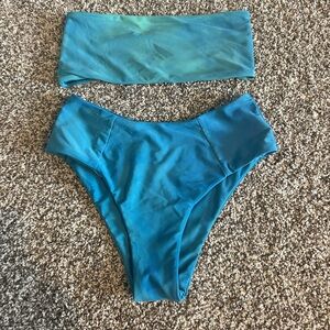 Teal Bandeau Bikini Set